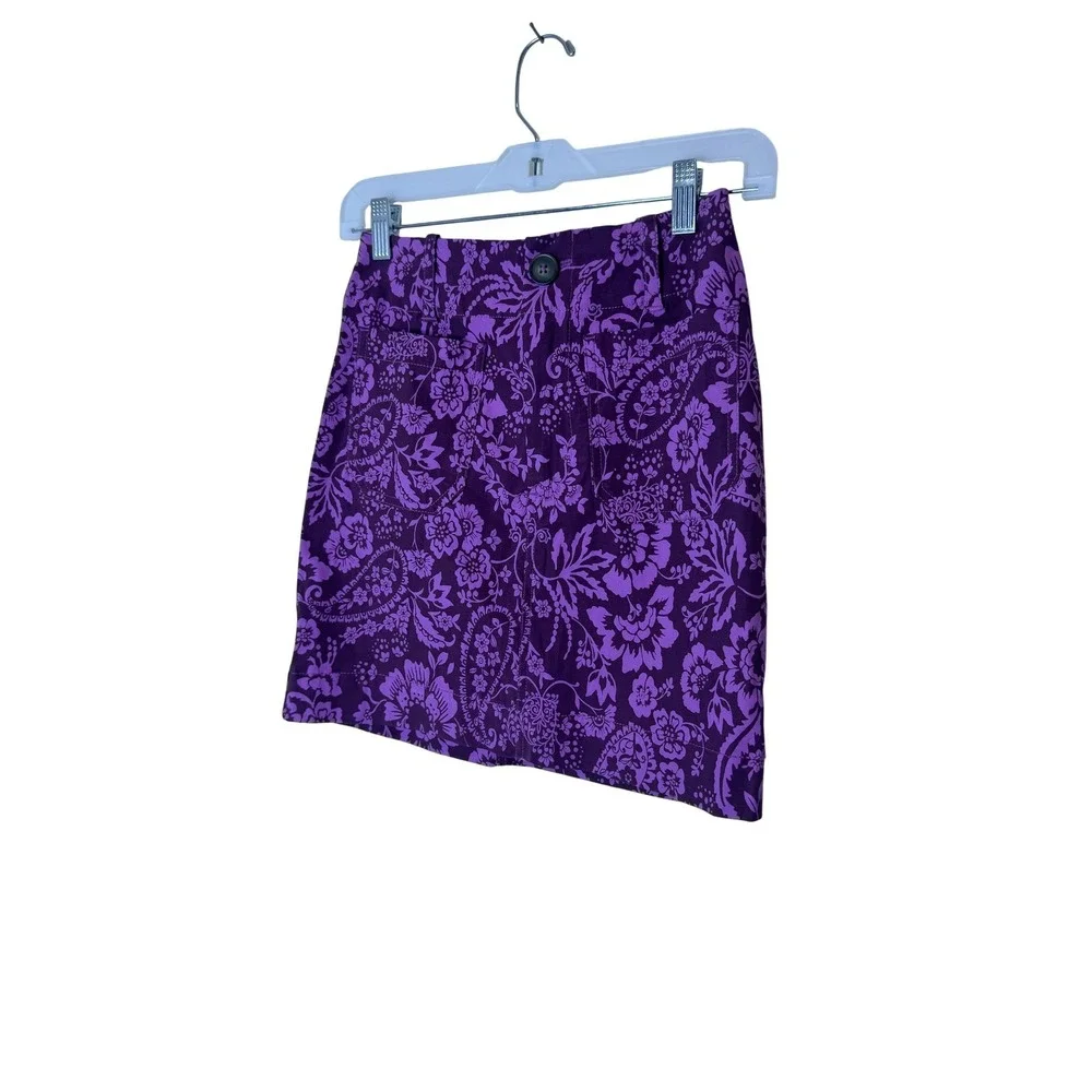 Maeve Anthropologie Skirt‎ Womens XXS Purple Floral Paisley A Line Mini Stretch